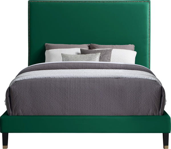 Harlie Velvet / Engineered Wood / Metal / Foam Contemporary Green Velvet King Bed - 82" W x 86.5" D x 60" H