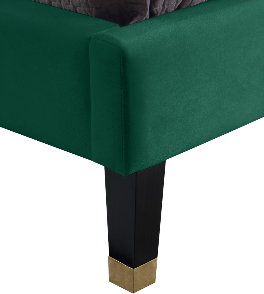 Harlie Velvet / Engineered Wood / Metal / Foam Contemporary Green Velvet Queen Bed - 66.5" W x 86.5" D x 60" H
