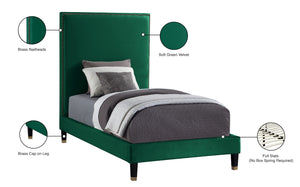 Harlie Velvet / Engineered Wood / Metal / Foam Contemporary Green Velvet Twin Bed - 45.5" W x 81.5" D x 60" H