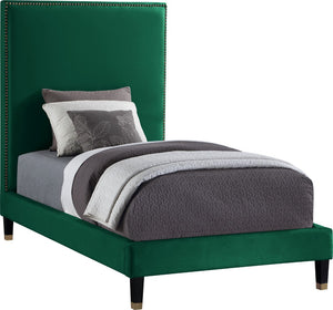 Harlie Velvet / Engineered Wood / Metal / Foam Contemporary Green Velvet Twin Bed - 45.5" W x 81.5" D x 60" H