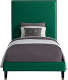 Harlie Velvet / Engineered Wood / Metal / Foam Contemporary Green Velvet Twin Bed - 45.5" W x 81.5" D x 60" H