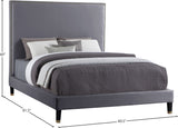 Harlie Velvet / Engineered Wood / Metal / Foam Contemporary Grey Velvet Full Bed - 60.5" W x 81.5" D x 60" H