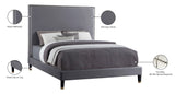 Harlie Velvet / Engineered Wood / Metal / Foam Contemporary Grey Velvet King Bed - 82" W x 86.5" D x 60" H