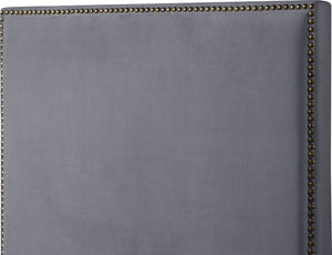 Harlie Velvet / Engineered Wood / Metal / Foam Contemporary Grey Velvet King Bed - 82" W x 86.5" D x 60" H