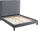 Harlie Velvet / Engineered Wood / Metal / Foam Contemporary Grey Velvet King Bed - 82" W x 86.5" D x 60" H