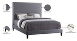 Harlie Velvet / Engineered Wood / Metal / Foam Contemporary Grey Velvet Queen Bed - 66.5" W x 86.5" D x 60" H