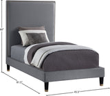 Harlie Velvet / Engineered Wood / Metal / Foam Contemporary Grey Velvet Twin Bed - 45.5" W x 81.5" D x 60" H