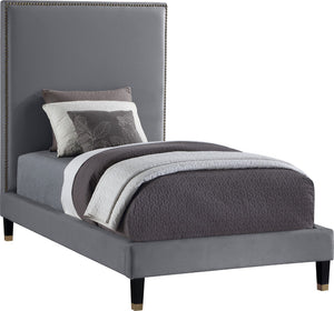 Harlie Velvet / Engineered Wood / Metal / Foam Contemporary Grey Velvet Twin Bed - 45.5" W x 81.5" D x 60" H