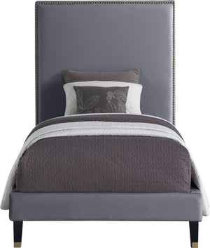Harlie Velvet / Engineered Wood / Metal / Foam Contemporary Grey Velvet Twin Bed - 45.5" W x 81.5" D x 60" H