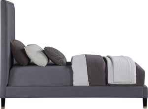 Harlie Velvet / Engineered Wood / Metal / Foam Contemporary Grey Velvet Twin Bed - 45.5" W x 81.5" D x 60" H