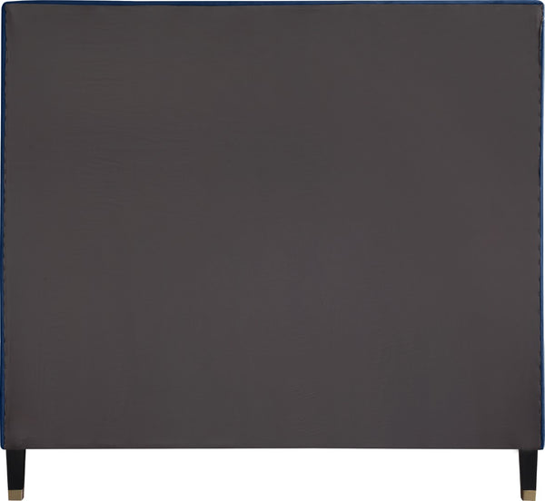 Harlie Velvet / Engineered Wood / Metal / Foam Contemporary Navy Velvet Full Bed - 60.5" W x 81.5" D x 60" H