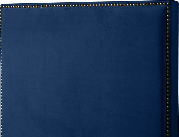 Harlie Velvet / Engineered Wood / Metal / Foam Contemporary Navy Velvet Full Bed - 60.5" W x 81.5" D x 60" H