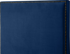 Harlie Velvet / Engineered Wood / Metal / Foam Contemporary Navy Velvet King Bed - 82" W x 86.5" D x 60" H