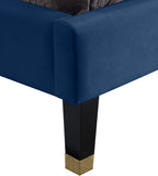 Harlie Velvet / Engineered Wood / Metal / Foam Contemporary Navy Velvet King Bed - 82" W x 86.5" D x 60" H