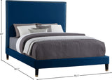 Harlie Velvet / Engineered Wood / Metal / Foam Contemporary Navy Velvet Queen Bed - 66.5" W x 86.5" D x 60" H