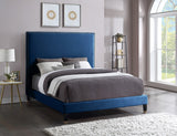 Harlie Velvet / Engineered Wood / Metal / Foam Contemporary Navy Velvet Queen Bed - 66.5" W x 86.5" D x 60" H