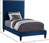 Harlie Velvet / Engineered Wood / Metal / Foam Contemporary Navy Velvet Twin Bed - 45.5" W x 81.5" D x 60" H