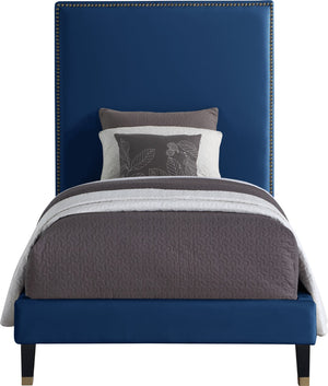 Harlie Velvet / Engineered Wood / Metal / Foam Contemporary Navy Velvet Twin Bed - 45.5" W x 81.5" D x 60" H