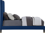 Harlie Velvet / Engineered Wood / Metal / Foam Contemporary Navy Velvet Twin Bed - 45.5" W x 81.5" D x 60" H