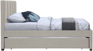 Harper Linen Textured Fabric / Engineered Wood / Foam Contemporary Beige Linen Textured Fabric Twin Trundle Bed - 82.5" W x 41" D x 46" H