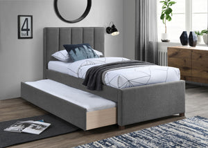 Harper Linen Textured Fabric / Engineered Wood / Foam Contemporary Grey Linen Textured Fabric Twin Trundle Bed - 82.5" W x 41" D x 46" H