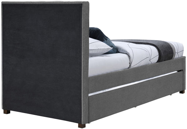 Harper Linen Textured Fabric / Engineered Wood / Foam Contemporary Grey Linen Textured Fabric Twin Trundle Bed - 82.5" W x 41" D x 46" H
