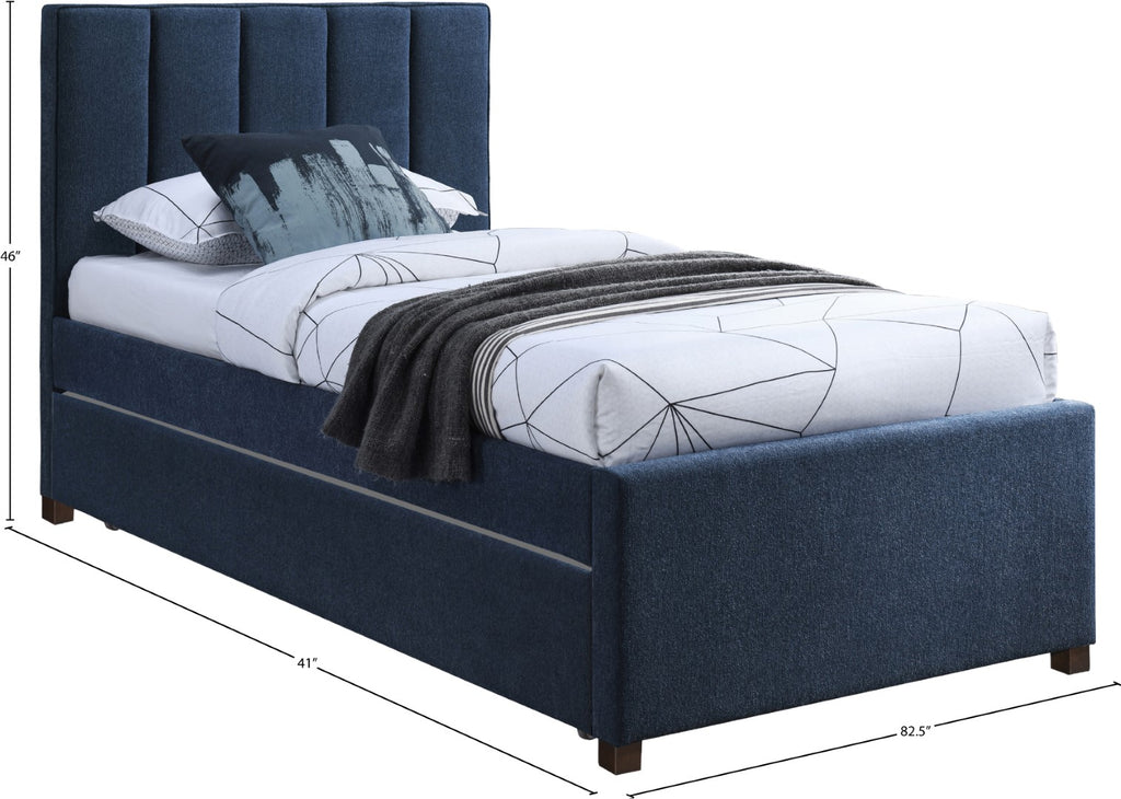 Harper Linen Textured Fabric / Engineered Wood / Foam Contemporary Navy Linen Textured Fabric Twin Trundle Bed - 82.5" W x 41" D x 46" H