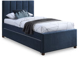 Harper Linen Textured Fabric / Engineered Wood / Foam Contemporary Navy Linen Textured Fabric Twin Trundle Bed - 82.5" W x 41" D x 46" H