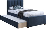 Harper Linen Textured Fabric / Engineered Wood / Foam Contemporary Navy Linen Textured Fabric Twin Trundle Bed - 82.5" W x 41" D x 46" H
