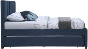 Harper Linen Textured Fabric / Engineered Wood / Foam Contemporary Navy Linen Textured Fabric Twin Trundle Bed - 82.5" W x 41" D x 46" H