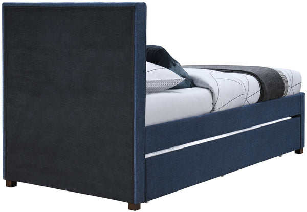 Harper Linen Textured Fabric / Engineered Wood / Foam Contemporary Navy Linen Textured Fabric Twin Trundle Bed - 82.5" W x 41" D x 46" H