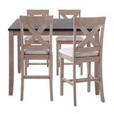 Harper 5-Piece Contemporary Counter Set in Grey and Espresso Wood with Grey Fabric by LumiSource