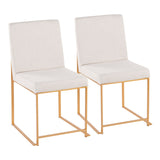 High Back Fuji Dining Chair - Set of 2 - Gold Frame