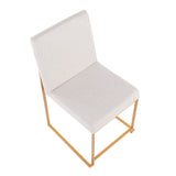 High Back Fuji Contemporary Dining Chair in Gold Steel and Beige Fabric by LumiSource - Set of 2