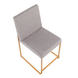 High Back Fuji Contemporary Dining Chair in Gold and Light Grey Fabric by LumiSource - Set of 2