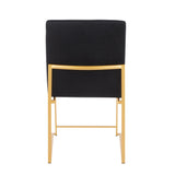 High Back Fuji Contemporary Dining Chair in Gold and Black Velvet by LumiSource - Set of 2