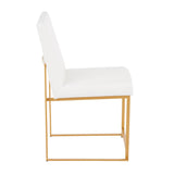 High Back Fuji Contemporary Dining Chair in Gold and White Velvet by LumiSource - Set of 2
