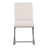 High Back Fuji Contemporary Dining Chair in Black Steel and Beige Fabric by LumiSource - Set of 2