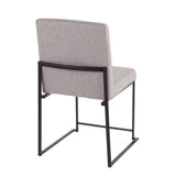 High Back Fuji Contemporary Dining Chair in Black Steel and Light Grey Fabric by LumiSource - Set of 2
