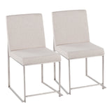 High Back Fuji Dining Chair - Set of 2 - Stainless Steel Frame