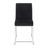 High Back Fuji Contemporary Dining Chair in Stainless Steel and Black Velvet by LumiSource - Set of 2