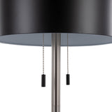 Hilton Contemporary Floor Lamp in Nickel with Black Metal Shade by LumiSource