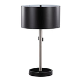 Hilton Contemporary Floor Lamp in Nickel with Black Metal Shade by LumiSource