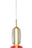 Bethel White, Grey, & Red LED Pendant in Metal & Glass