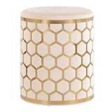 Honeycomb Contemporary/Glam Ottoman in Gold Steel and Cream Velvet by LumiSource