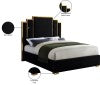 Hugo Velvet / Engineered Wood / Metal / Foam Contemporary Black Velvet King Bed - 81.5" W x 86.5" D x 63" H