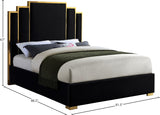 Hugo Velvet / Engineered Wood / Metal / Foam Contemporary Black Velvet King Bed - 81.5" W x 86.5" D x 63" H