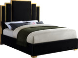 Hugo Velvet / Engineered Wood / Metal / Foam Contemporary Black Velvet Queen Bed - 65.5" W x 86.5" D x 63" H