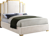 Hugo Velvet / Engineered Wood / Metal / Foam Contemporary Cream Velvet King Bed - 81.5" W x 86.5" D x 63" H