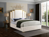 Hugo Velvet / Engineered Wood / Metal / Foam Contemporary Cream Velvet Queen Bed - 65.5" W x 86.5" D x 63" H